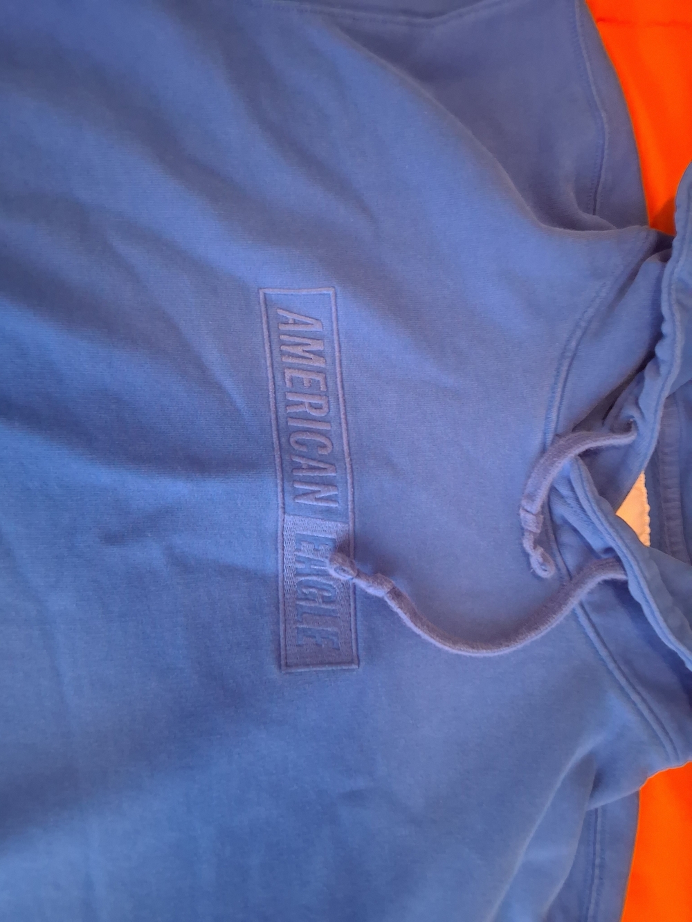 American Eagle Men's Solid Blue Pullover Hoodie w/ Logo Kangaroo Pocket Size XXL - Picture 5 of 5